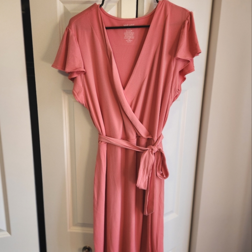 Nine West Flutter Sleeve Wrap Dress